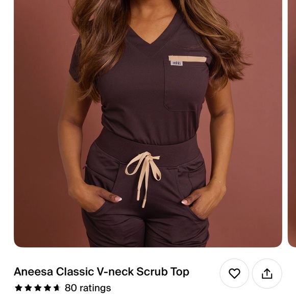 Ashh Scrubs Espresso Aneesa Classic V-Neck Scrub Top - Picture 4 of 6